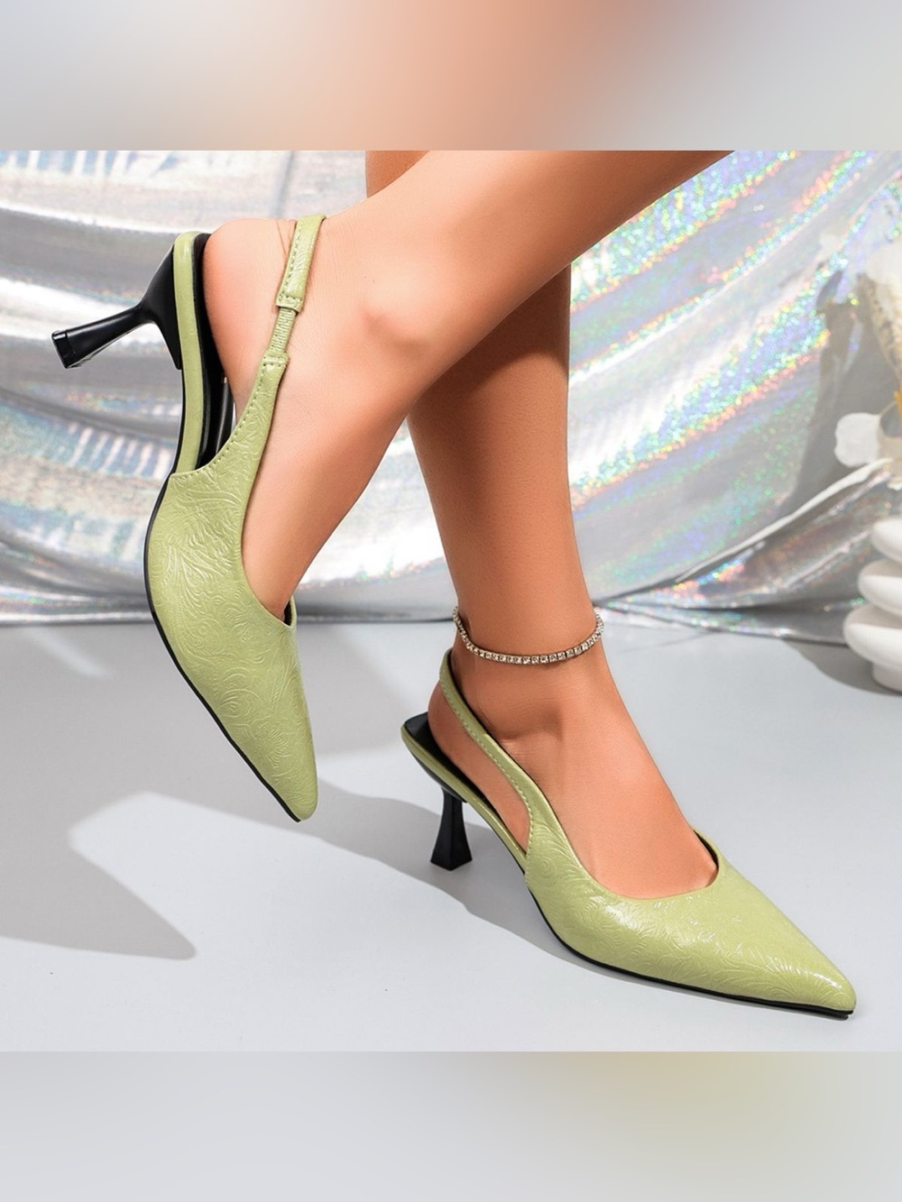 Point Toe Slingback Pumps - Picture 2 of 10
